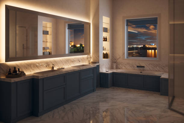 Baño con accesorios de lujo